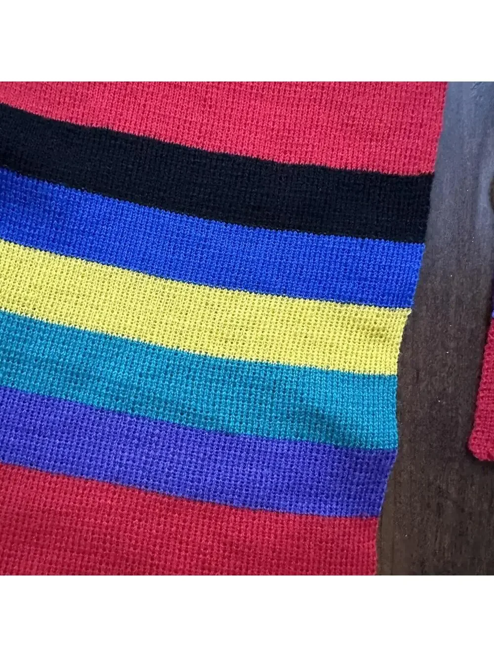 Scarf Accessory Institute Red Striped Multi Color Hipster 80s 90s Vintage Winter